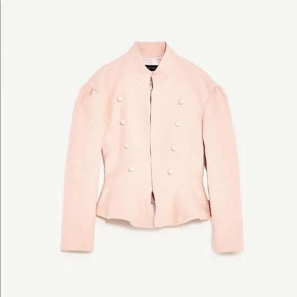 Zara Blush Peplum Pearl Jacket - XS - Picture 4 of 11